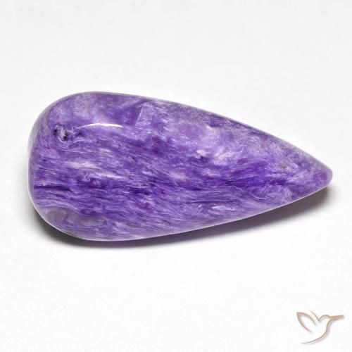 Charoíta Violeta oscuro natural de 12.77 ct, En forma de pera, Opaco