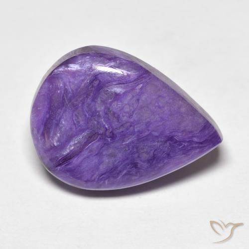Charoíta Violeta púrpura terciopelo natural de 7.61 ct, En forma de pera, Opaco