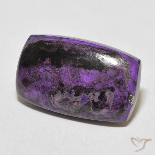 Charoíta Violeta oscuro natural de 15.40 ct, Forma Cojín, Opaco