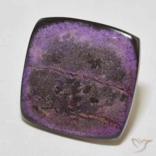 Charoíta Violeta oscuro natural de 33.21 ct, Forma Cojín, Opaco