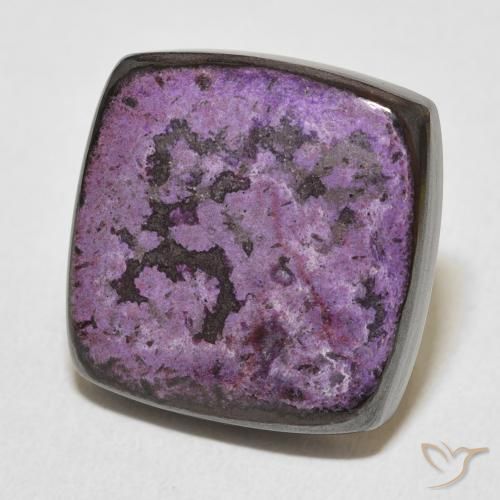 Charoíta Violeta oscuro natural de 17.52 ct, Forma Cojín, Opaco