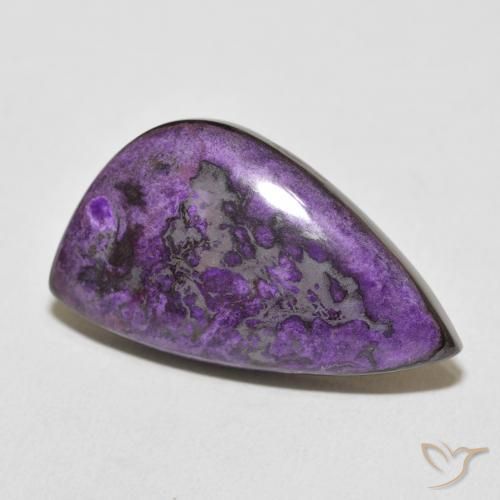 Charoíta Violeta oscuro natural de 21.47 ct, En forma de pera, Opaco