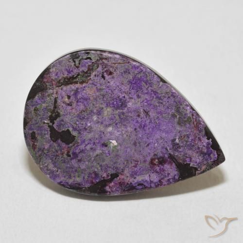 Charoíta Violeta púrpura terciopelo natural de 19.23 ct, En forma de pera, Opaco