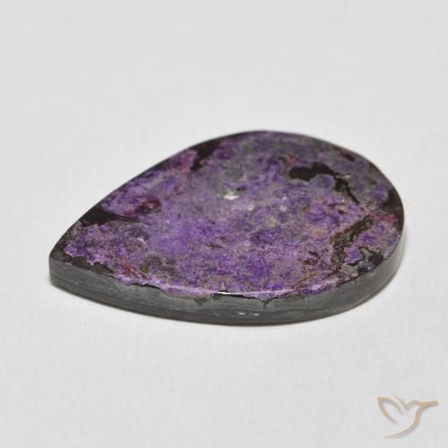 Charoíta Violeta púrpura terciopelo natural de 19.23 ct, En forma de pera, Opaco