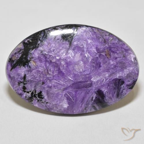 Charoíta Violeta oscuro natural de 38.49 ct, Corte Óvalo, Opaco