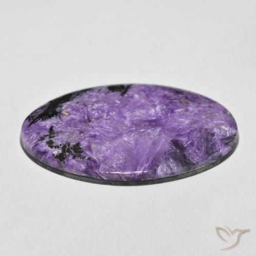 Charoíta Violeta oscuro natural de 38.49 ct, Corte Óvalo, Opaco
