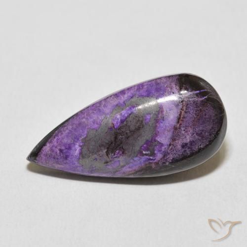 Charoíta Violeta intenso medio natural de 15.16 ct, En forma de pera, Opaco