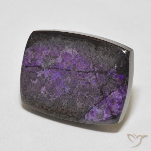 Charoíta Violeta oscuro natural de 19.90 ct, Forma Cojín, Opaco