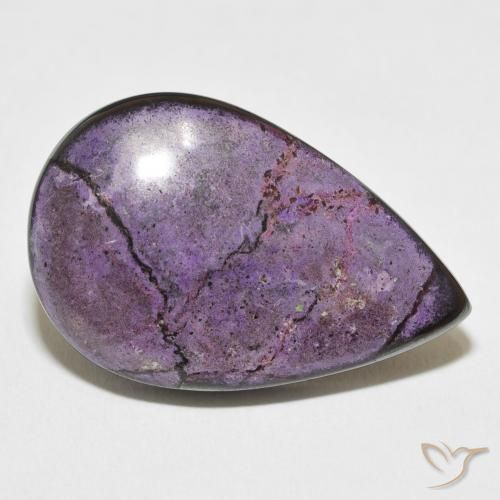 Charoíta Violeta púrpura terciopelo natural de 27.14 ct, En forma de pera, Opaco