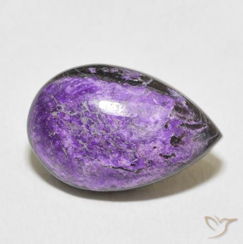 Charoíta Violeta oscuro natural de 11.70 ct, En forma de pera, Opaco