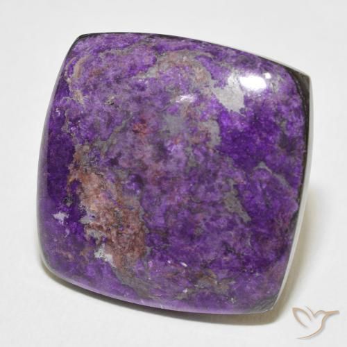 Charoíta Violeta oscuro natural de 23.25 ct, Forma Cojín, Opaco