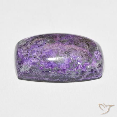 Charoíta Violeta oscuro natural de 14.42 ct, Forma Cojín, Opaco