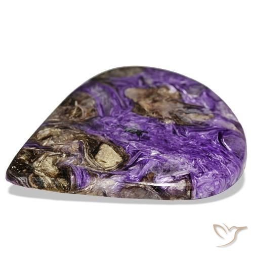 Charoíta violeta natural de 80,16 ct, en forma de pera, opaco