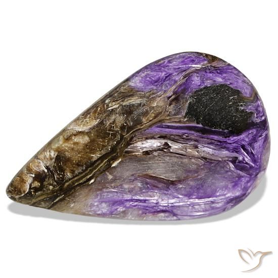 Charoíta violeta natural de 53,10 ct, en forma de pera, opaco