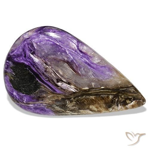 Charoíta violeta natural de 53,10 ct, en forma de pera, opaco