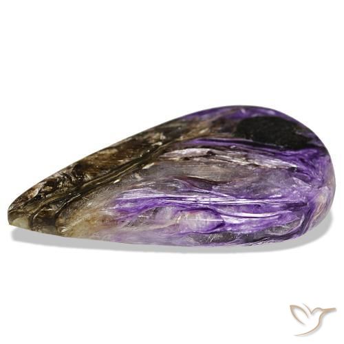 Charoíta violeta natural de 53,10 ct, en forma de pera, opaco
