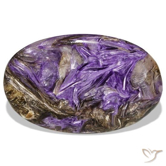 Charoíta violeta natural de 51,52 ct, corte óvalo, opaco