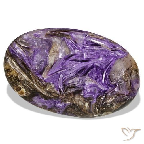 Charoíta violeta natural de 51,52 ct, corte óvalo, opaco