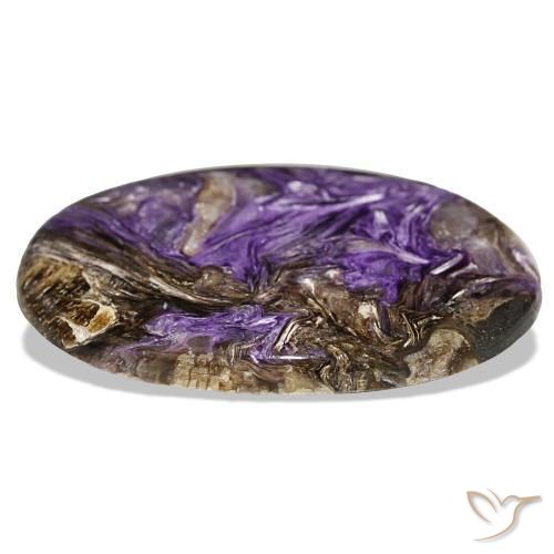 Charoíta violeta natural de 51,52 ct, corte óvalo, opaco
