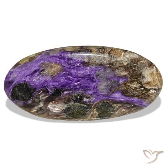 Charoíta violeta natural de 51,81 ct, corte óvalo, opaco