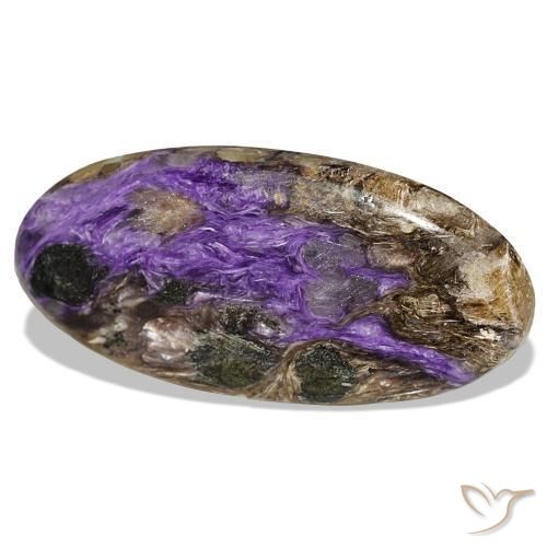 Charoíta violeta natural de 51,81 ct, corte óvalo, opaco