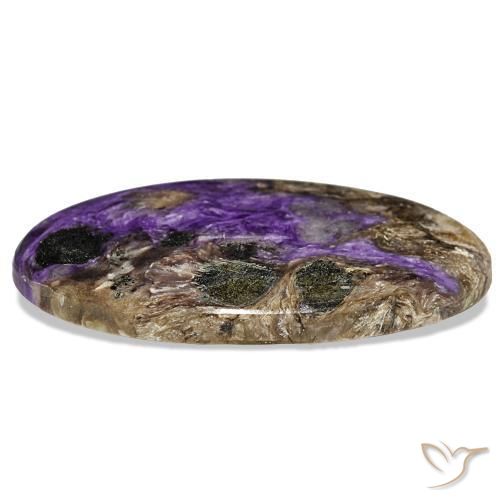 Charoíta violeta natural de 51,81 ct, corte óvalo, opaco