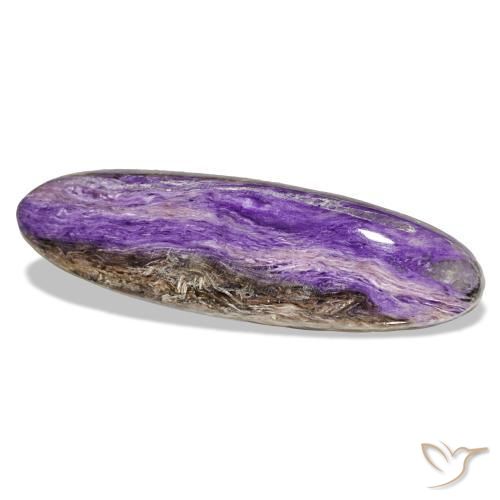 Charoíta violeta natural de 23,32 ct, corte óvalo, opaco