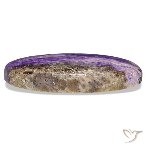 Charoíta violeta natural de 23,32 ct, corte óvalo, opaco