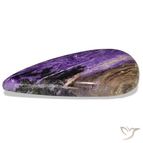 Charoíta violeta natural de 39,61 ct, en forma de pera, opaco