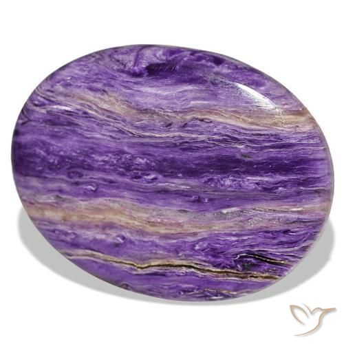 Charoíta violeta natural de 37,34 ct, corte óvalo, opaco