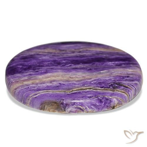 Charoíta violeta natural de 37,34 ct, corte óvalo, opaco