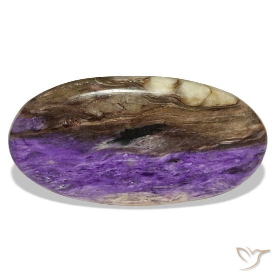 Charoíta violeta natural de 26,14 ct, corte óvalo, opaco