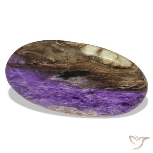 Charoíta violeta natural de 26,14 ct, corte óvalo, opaco
