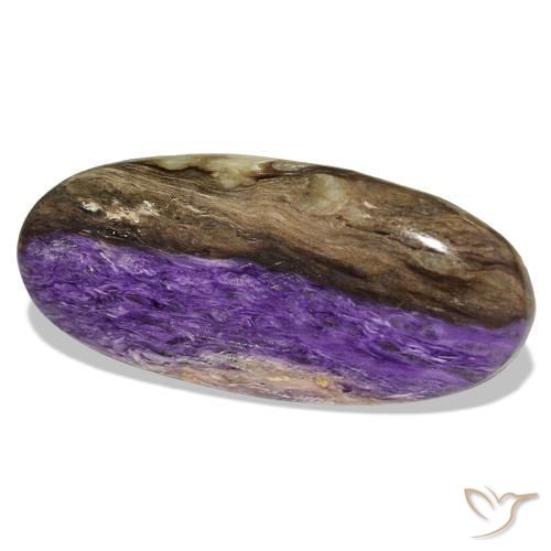 Charoíta violeta natural de 46,40 ct, corte óvalo, opaco