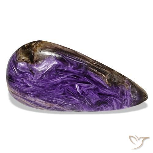 Charoíta violeta natural de 19,48 ct, en forma de pera, opaco