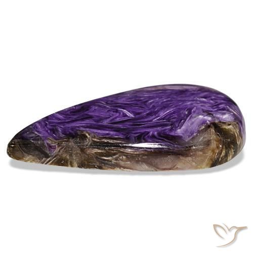 Charoíta violeta natural de 19,48 ct, en forma de pera, opaco