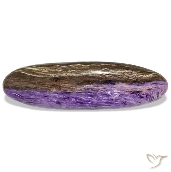 Charoíta violeta natural de 14,78 ct, corte óvalo, opaco