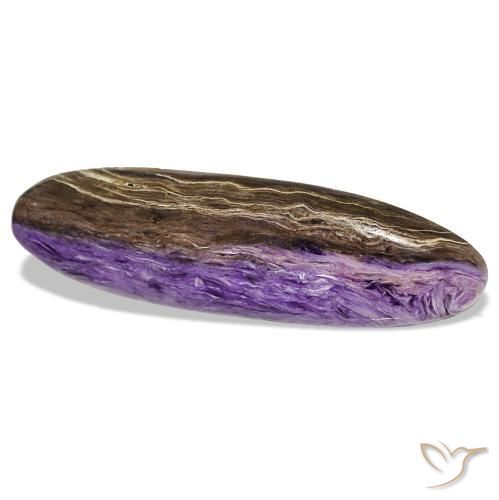 Charoíta violeta natural de 14,78 ct, corte óvalo, opaco