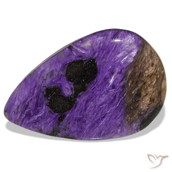 Charoíta violeta natural de 34,66 ct, en forma de pera, opaco