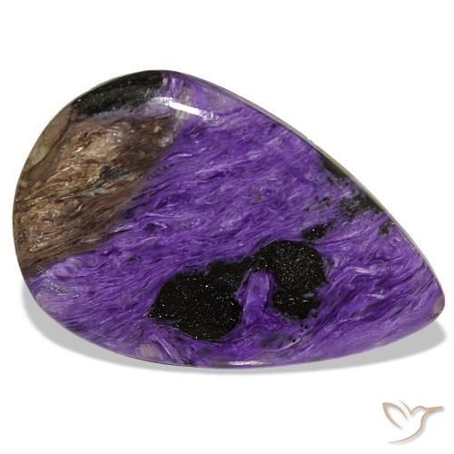Charoíta violeta natural de 34,66 ct, en forma de pera, opaco