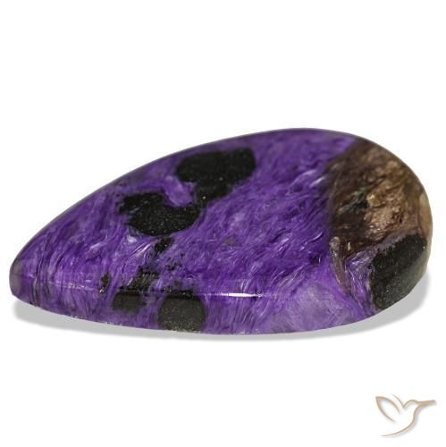 Charoíta violeta natural de 34,66 ct, en forma de pera, opaco