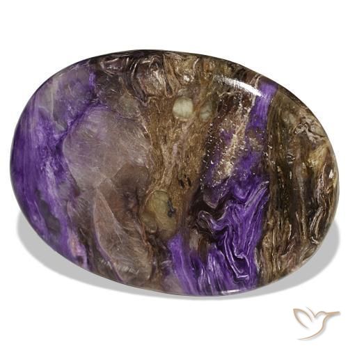 Charoíta violeta natural de 51,30 ct, corte óvalo, opaco