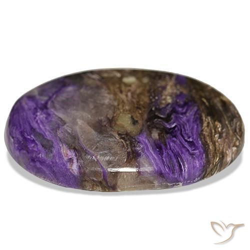 Charoíta violeta natural de 51,30 ct, corte óvalo, opaco