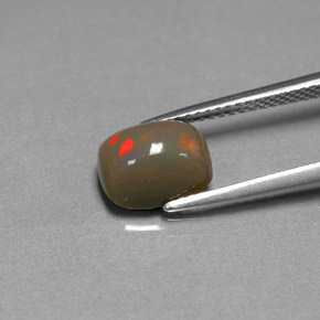 Ópalo chocolate multicolor natural de 1,78 ct, corte cojín, opaco