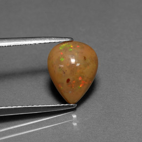 Ópalo chocolate multicolor natural de 1,64 ct, en forma de pera, opaco