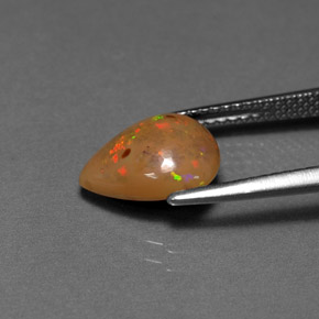 Ópalo chocolate multicolor natural de 1,64 ct, en forma de pera, opaco