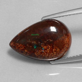 Ópalo de chocolate Multicolor natural de 5.15 ct, En forma de pera, Opaco