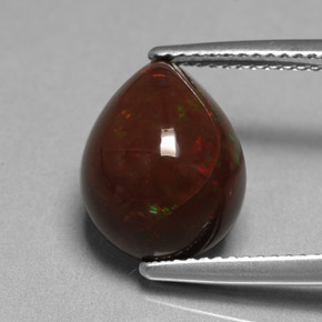 Ópalo chocolate multicolor natural de 5,45 ct, en forma de pera, opaco
