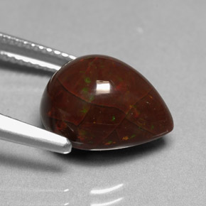 Ópalo chocolate multicolor natural de 5,45 ct, en forma de pera, opaco