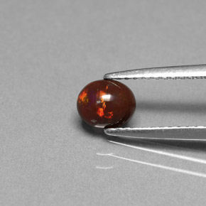 Ópalo de chocolate Multicolor natural de 0.43 ct, Corte Óvalo, Opaco